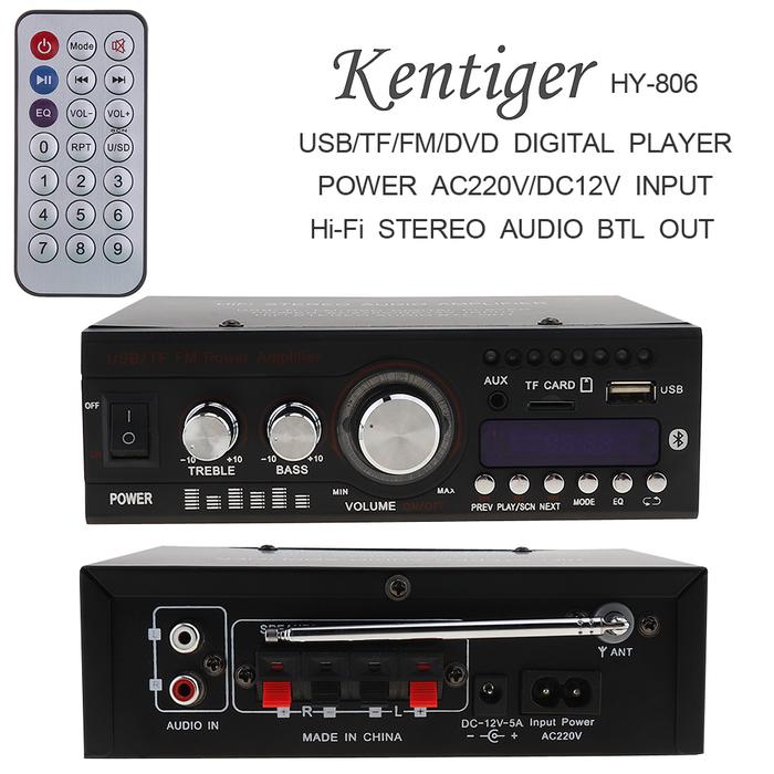 DC12V/AC110V /AC220V Bluetooth 2CH HiFi Amplifier Daya Audio Stereo