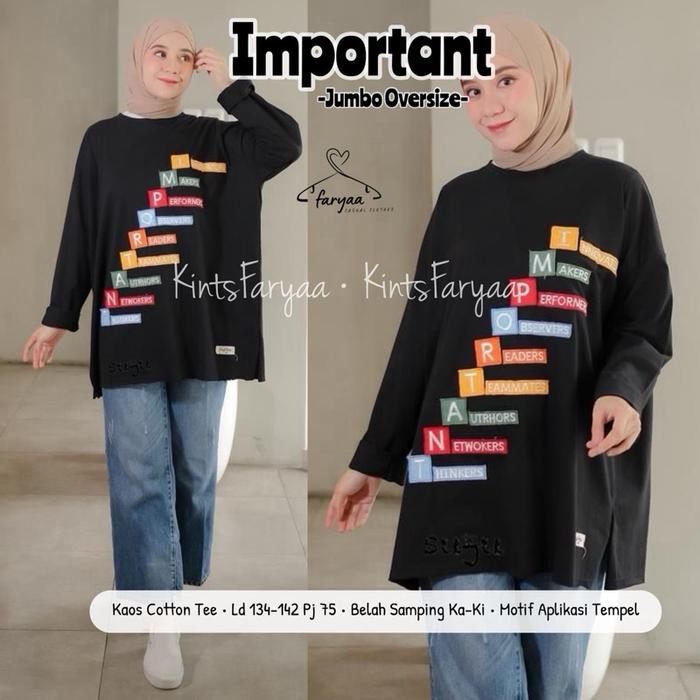 IMPORTANT Oversize Ld 130-140cm Pb 75cm atasan wanita baju cewek kaos jumbo kaos oversize lengan pan