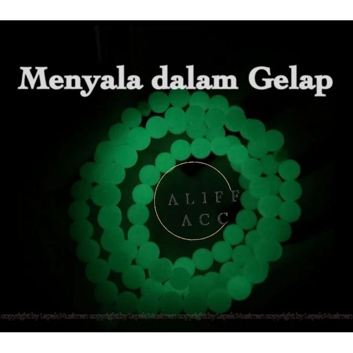 TASBIH BATU POSPOR MENYALA DI GELAP 99 BUTIR 6 MM 8 MM 10 MM BATU POSPOR ASLI