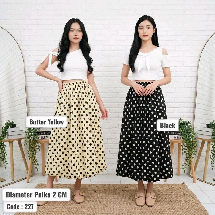 Rok Balloon 7/8 Motif Polkadot - Material Hyget Import / Double Furing / Midi Model Skirts