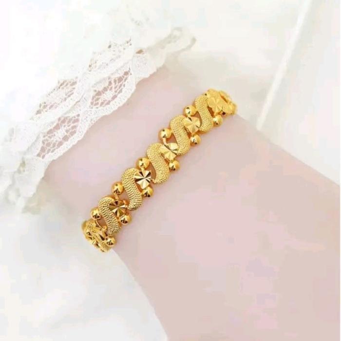 BISA BAYAR DITEMPAT GELANG TANGAN TITANIUM WANITA HONG KONG GOLD TERBARU ANTI lUNTUR