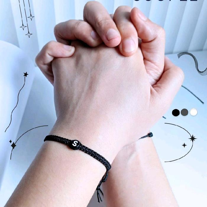 Gelang Couple Inisial monochrome Gelang pasangan Bracelets couple sahabat Gelang pacaran Gelang pers