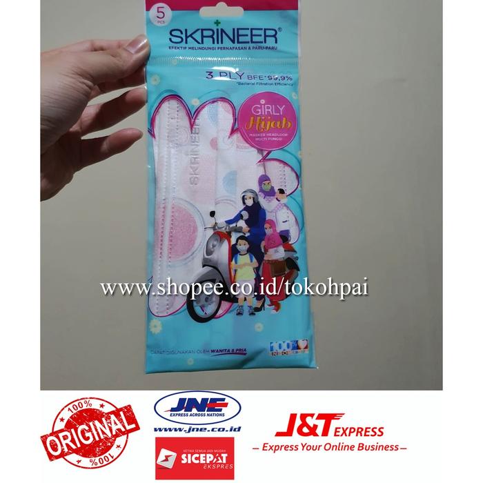 SKRINEER GIRLY HIJAB MASKER MASKER SKRINEER HIJAB ISI 5 PCS