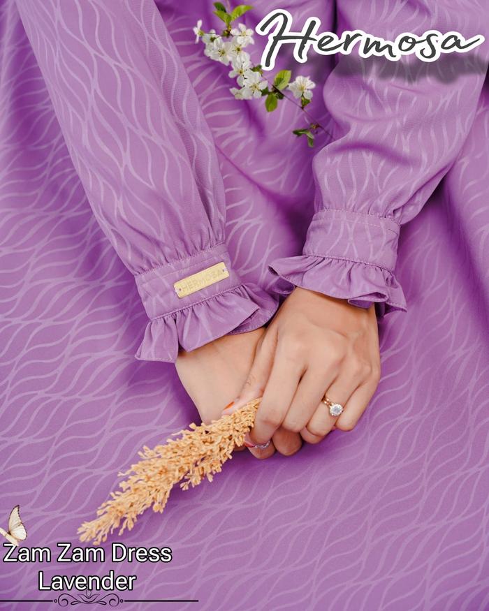 [Gamis hermosa]Gamis hermosa wolfis embos motif zamzam pink-gamis lavender pink premium umbrella