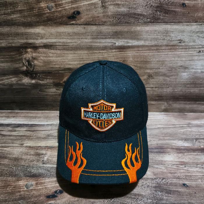 topi baseball caps harley davidson logo flame