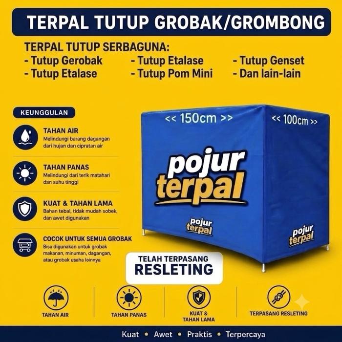 Terpal Tutup Gerobak & Etalase pom mini genset dll melindungi Dari Hujan Dan Debu Bahan Berkualitas 
