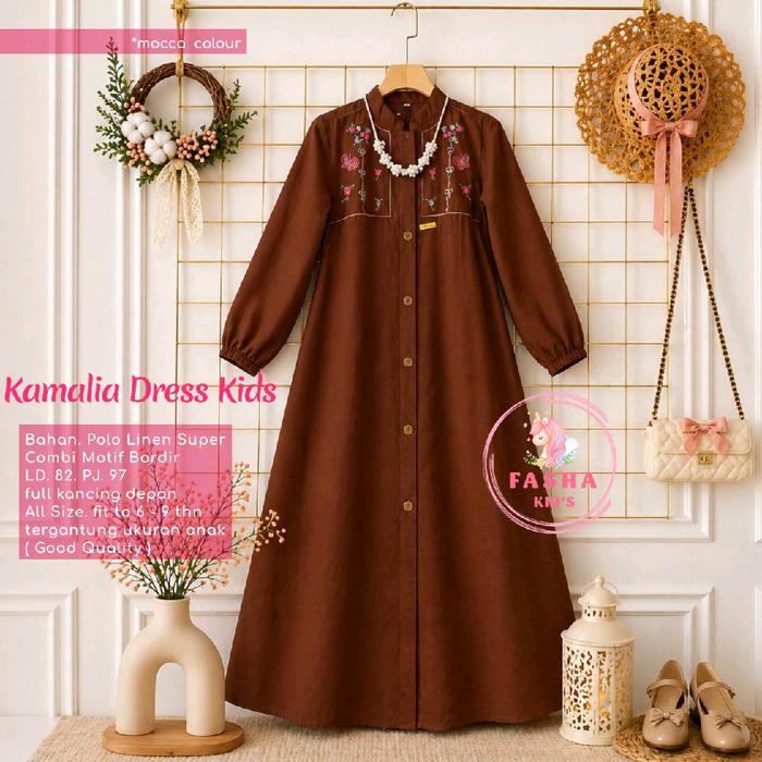 Gamis anak nadira renata kamalia anak cewek teens usia 6-14 tahun bahan adem l Gamis motif bordir bu
