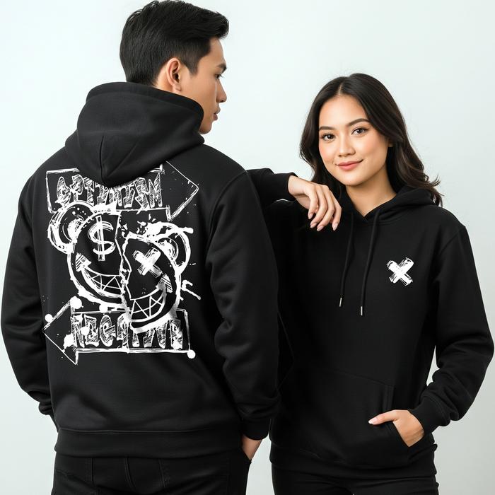 Hoodie Fleece Motif  OPTIMIS Unisex Tebal & Lembut – Jaket Hangat Pria Wanita - Sweater pria wanita 