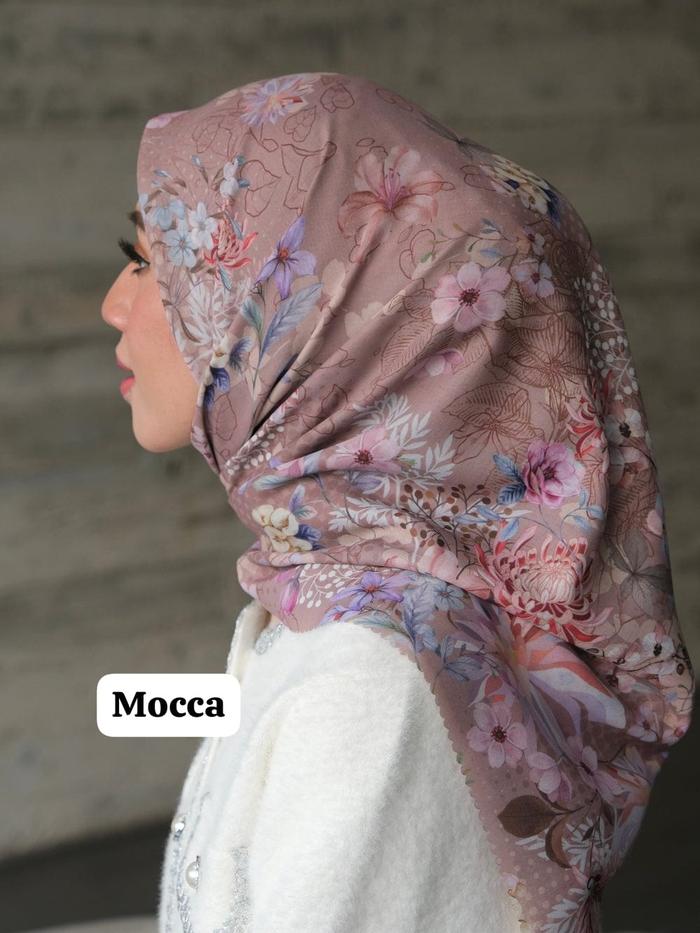 GONEGANI Daniah Scarf Hijab Square Wanita Motif Bunga Lasercut
