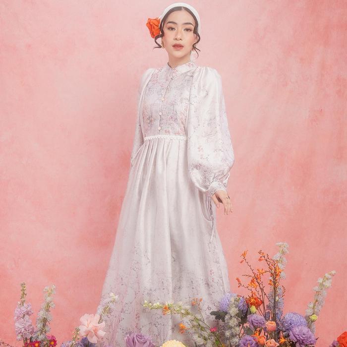 Radwah - Enchanted Dress - Dress Wanita Muslim - Premium Satin Silk - Dress Printing - Gaun Mewah Un