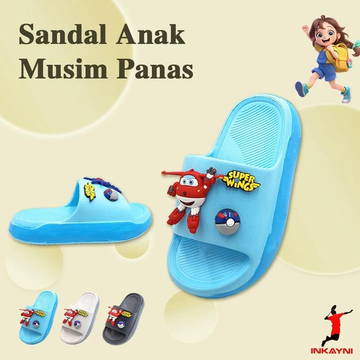 Super Wings Jett Jerome Sandal Selop Anak Laki-laki Terbaru 2026 Anti Selip Tidak Lecet Kaki EVA Kar