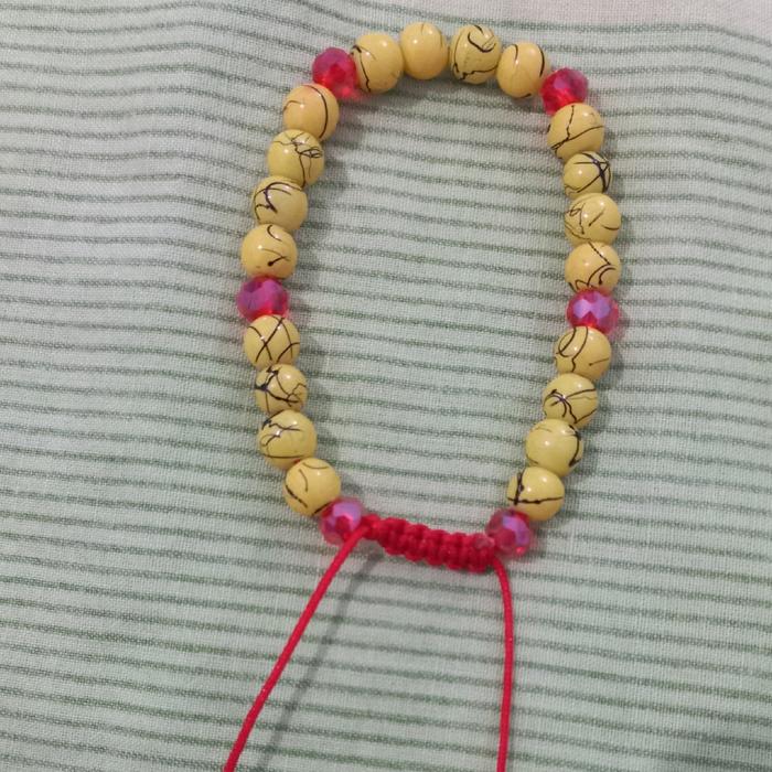 gelang mutiara giok kombinasi kristal merah