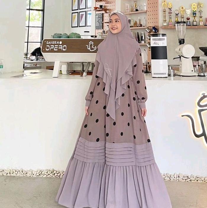 SET SYAR'I BAHAN CERUTY KERUDUNG SYAR'I ANTEP PAKE PET ADA SWOROSKI NYA