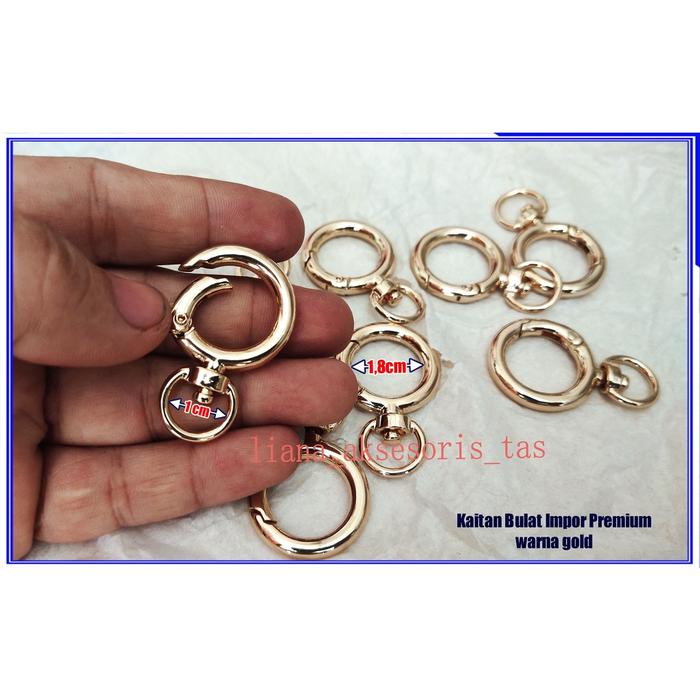AKSESORIS TAS FASHION WANITA RING KAITAN TAS BUKA TUTUP TEBAL UKURAN 1 CM IMPOR PREMIUM WARNA GOLD (