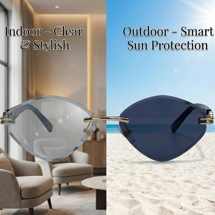 Small Frame Hexagon Rimless Sunglasses Women 2026 Luxury Classic Outdoor Change Color Sun Glasses Fo