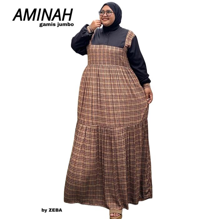 Zeba | Aminah Gamis Rayon Diamond Jumbo BB 70 - 150 kg LD 120 - 150 PB 145+ cm Maxi Ibu Dress Wanita