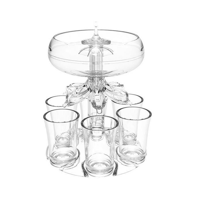 Party Drink Dispenser with 6 Shot Glasses Set - Acrylic Touchless