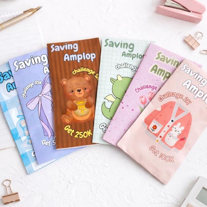 (Harga 1 Pcs) Saving Amplop -  Amplop Nabung Pecahan 2k - 100k Tebal Dan Muat 100+ Lembar Uang