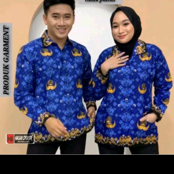 SERAGAM KERJA KORPRI TERBARU PRIA WANITA NON FURING KRAH HITAM KAIN KUALITAS SRITEX C40