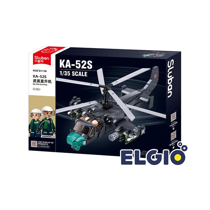 Sluban Bricks Helikopter Tentara Army Double Baling baling KA-52S B1138
