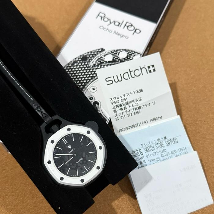 Swatch Royal Pop Orcho Negro Jam Watch Asli Original dari Hokkaido Japan FULL BOX SET