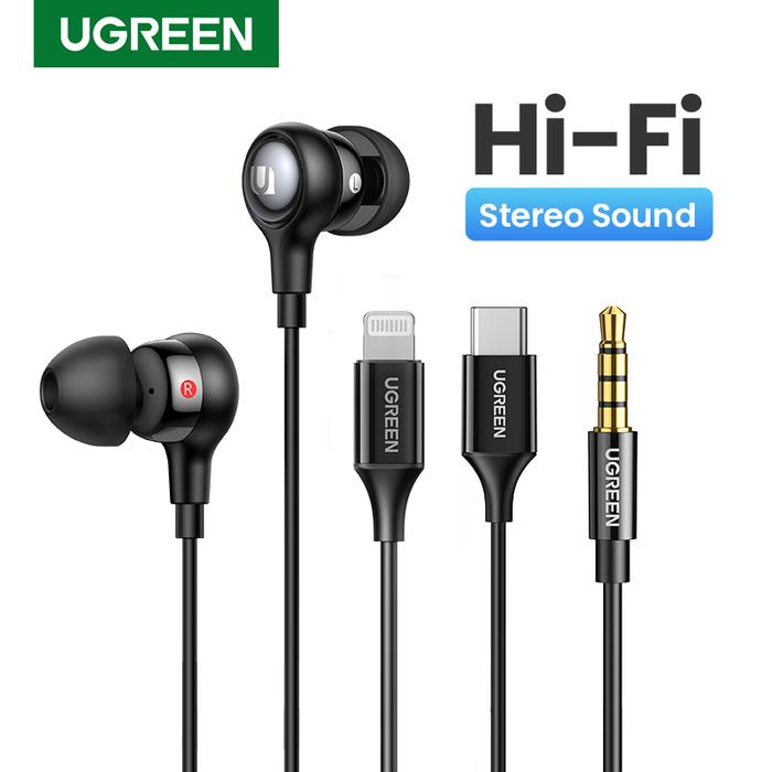 UGREEN Aux Earbud Earphone, 3.5mm USB Tipe C Kabel Headphone