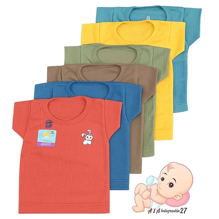 BAYAR DI TEMPAT!!!MEGA Baby Wear 6PC Kaos Bayi Balita 0 24Bulan Ukuran S M L XL SNI/Baju Harian Anak
