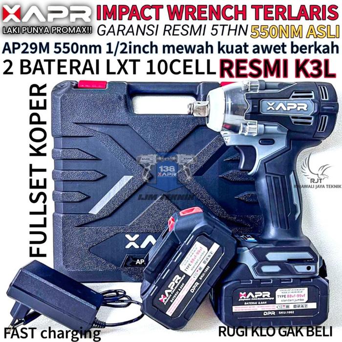 Pembuka Baut 550Nm Apr Ap29M Bor Impact Wrench Apr Gerinda Dll