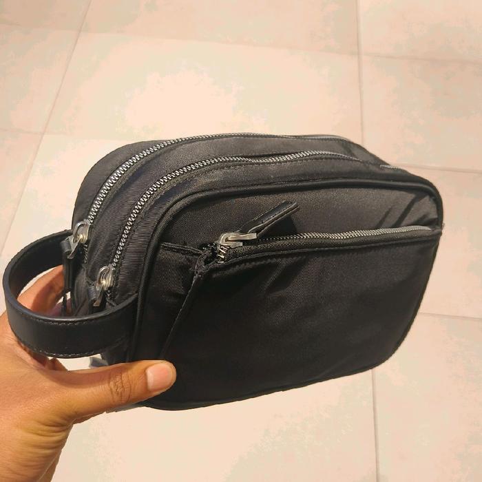 Clutch Bag Zara Nilon Pria Original Hitam