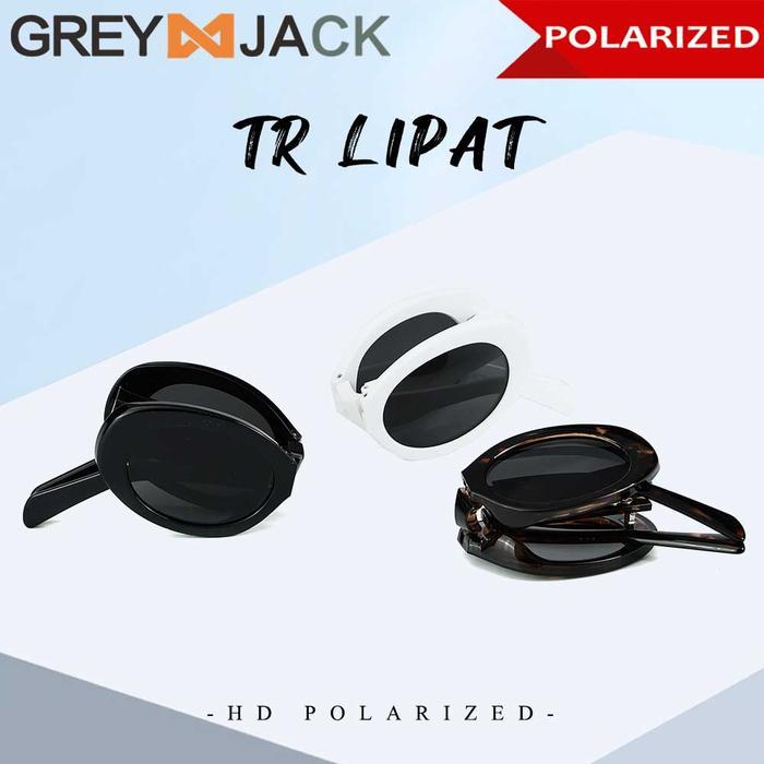 Ready- Grey Jack Kacamata Sunglasses Hitam Lipat Anti Uv400 Polarized Style Wanita Oval Trandy Bahan