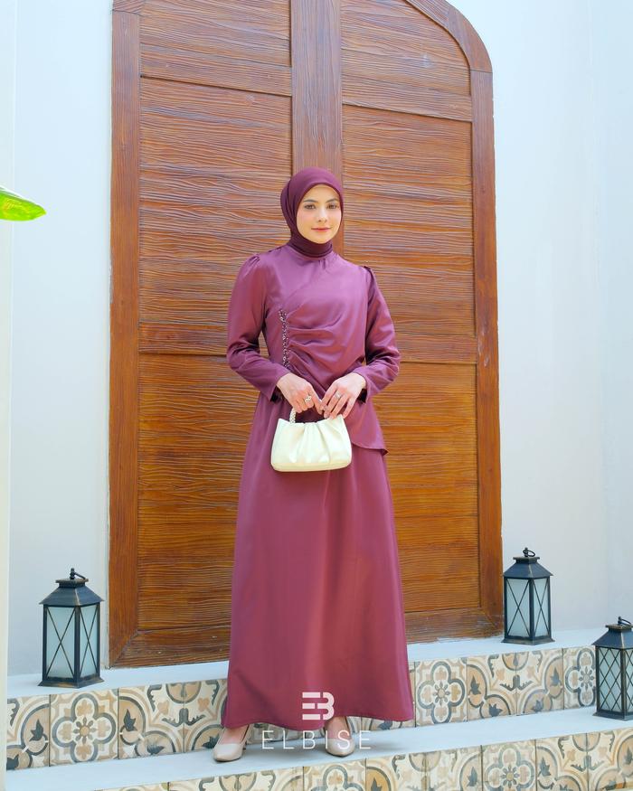 ELBISE - Hapsari Dress Bridesmaid Kondangan Wisuda Bahan Satin Premium Gamis Polos Pesta Modern Mix
