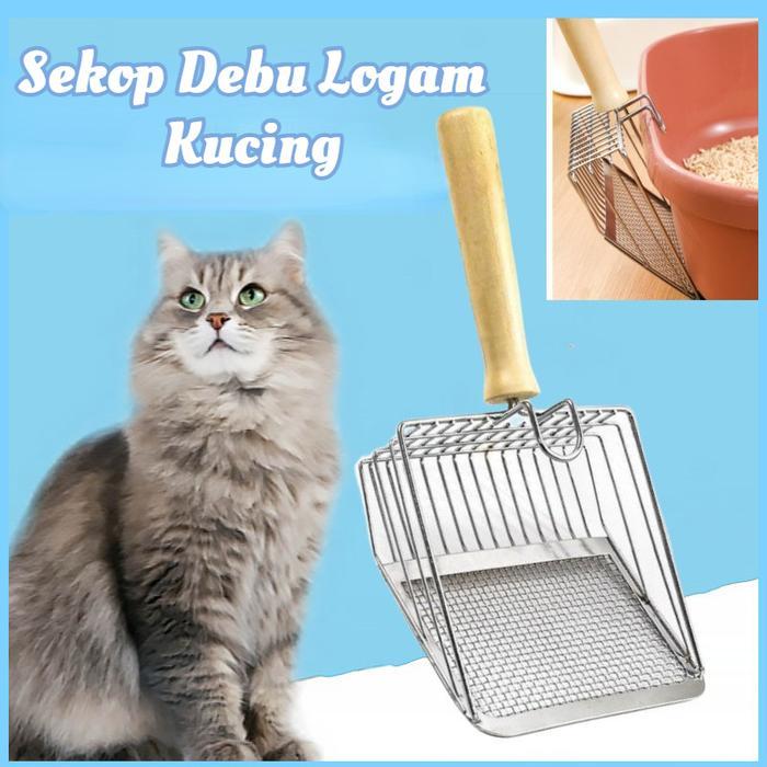 AiPet Sekop Serokan Pasir Stainless/Sekop Kucing Pengangkat Kotoran /Sekop Debu Logam Kucing/Sekop D