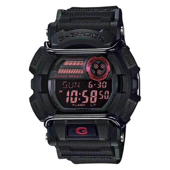 Casio G-Shock GD-400-1DR Jam Tangan Sporty Hitam Merah Tahan Banting dengan Front Protector dan Keta