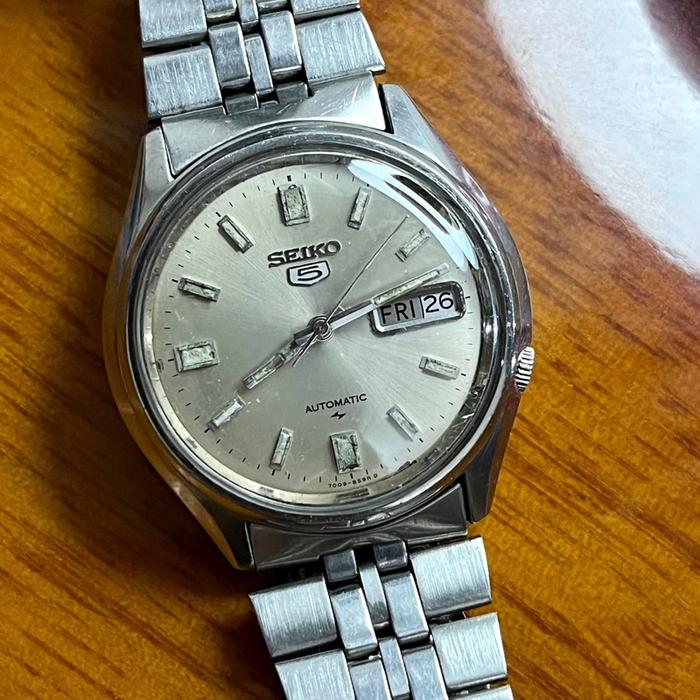 Jam Tangan Seiko 5 Automatic Grey Dial Vintage Unik Murah Rare Jadul Bekas Second Ori 1985