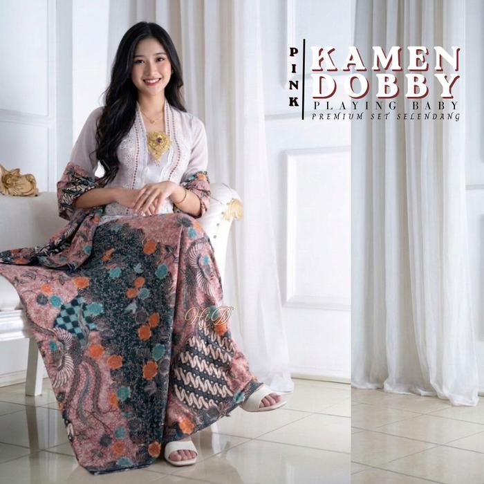 Bawahan Kain Kebaya Kamen Sutra Dobby Premium Batik Kawung - kamen bali Lembaran Batik Wanita dobby 