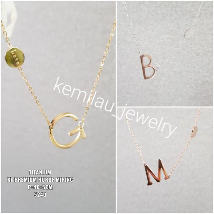Kalung titanium premium huruf miring