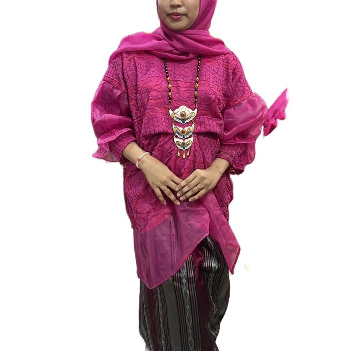 Baju Bodo Modern 1 Set Dress Wanita Kombinasi Sarung Viskos