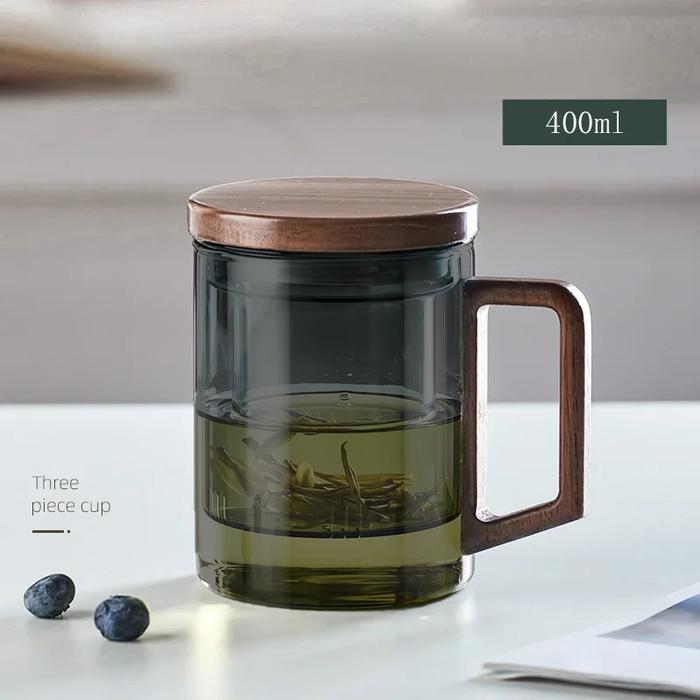 Permata Mall | Cangkir Teh Kaca | Infuser Mug Saringan Teh | Tahan Panas Kaca