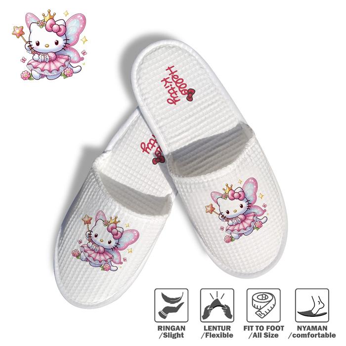 SopySandal HelloKitty Fairy Sandal Rumah/Hotel Wafle Motif Hello Kitty Lucu