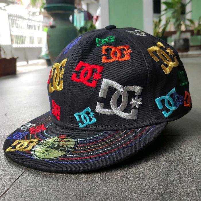 Topi Snapback new era 59fifty x DC shoes x MLB colorful logo cap big size built up used good conditi