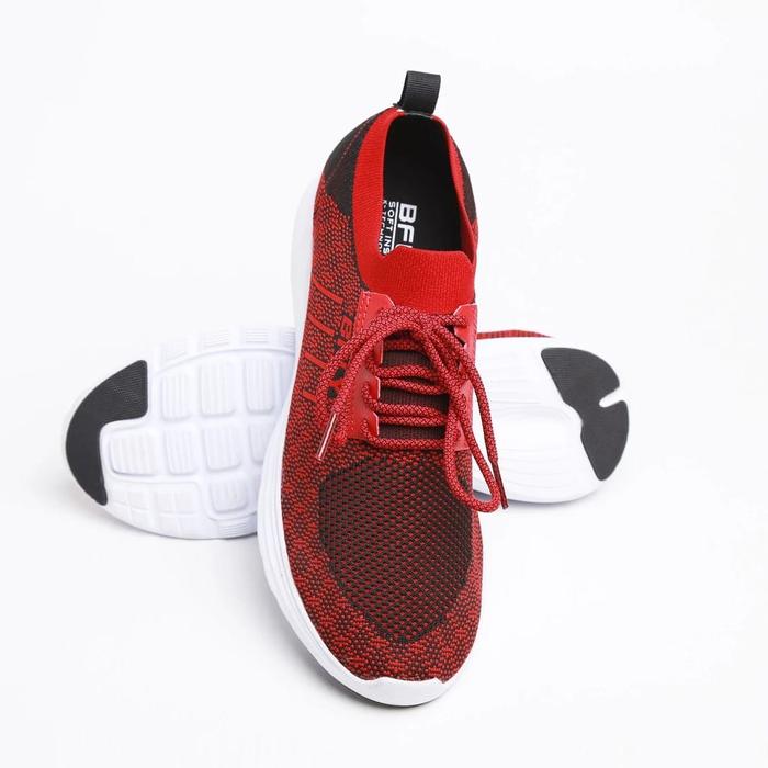 BFLY Sepatu Sneakers Knit Slip On Pria Casual Running Sporty CLOUT ASCOT Red Orignal