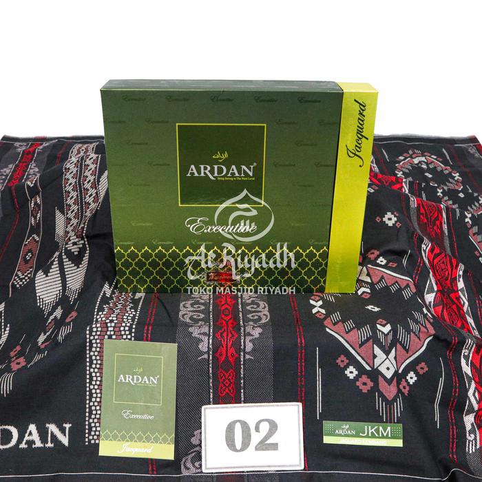 Sarung Ardan Executive JKM Hitam Putih Jacquard Kembang