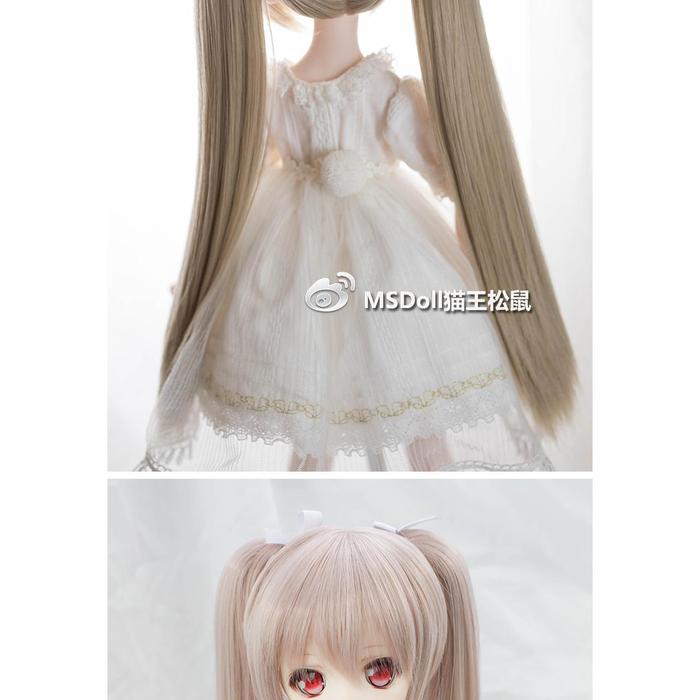 Wig Bjd Rambut Pendek Lucu Ekor Kuda Ganda 1/3 "BJD MDD Wig Boneka