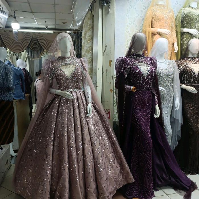 gaun ball gown spinggel gradasi krinolin