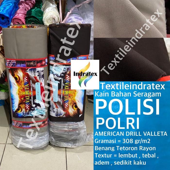 ( per setengah meter ) Bahan seragam POLISI POLRI SATPAM SECURITY kain twill AMERICAN DRILL VALLETA 