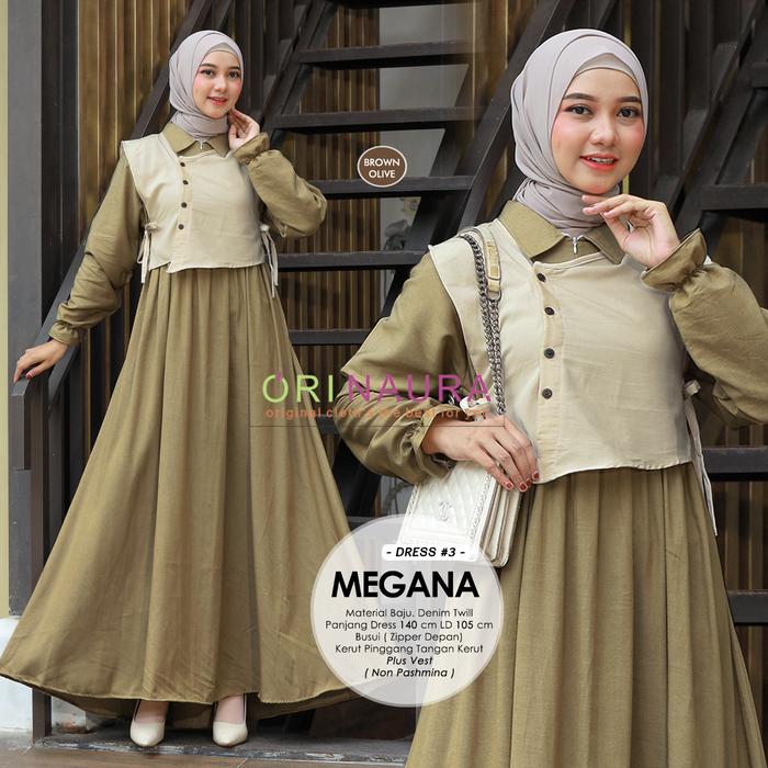 MEGANA DRES #2 & #3 - GAMIS KEKINIAN DRES PLUS OUTER POLOS BAHAN KATUN DENIM & DENIM TWILL BY ANNAIR