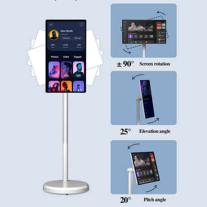 Jcpc Portable 32 Inch Smart Board Portable Exhibition Tablet Pc Tv Display Stand Mini Digital Led Po