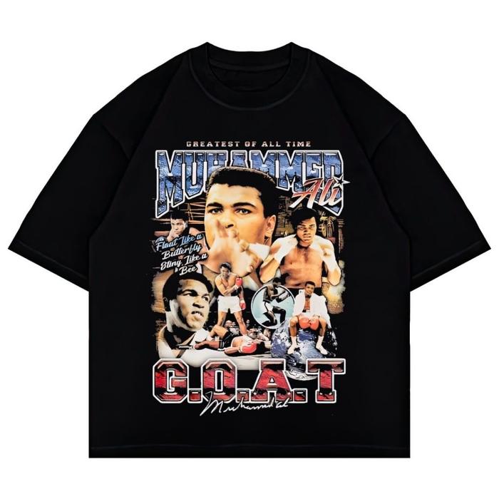 Psycho Crucify "Muhammad Ali" Oversized T-Shirt | Black | Kaos Oversize | Vintage | Atasan | Kaos Bo