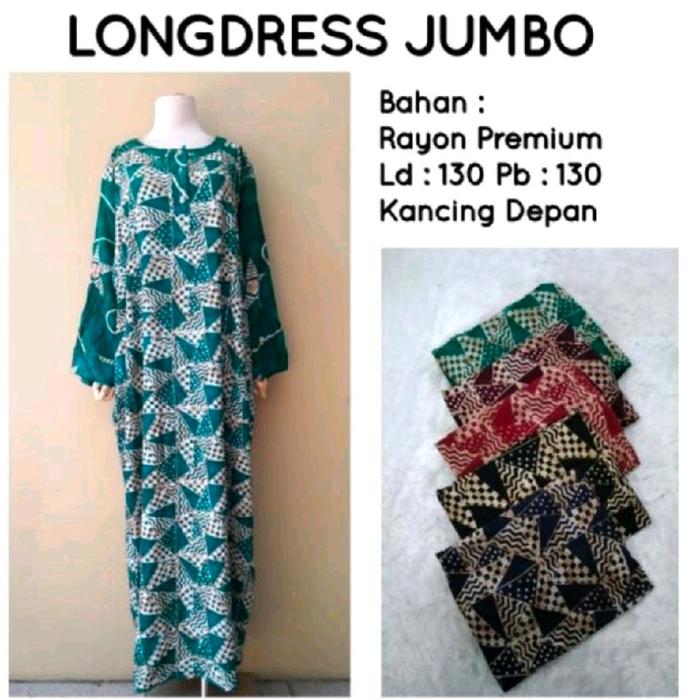 508# Sekdress Longdress Daster Panjang BIG SIZE jumbo XXL Ld 130 tangan 3/4 merk Risna Batik Pekalon