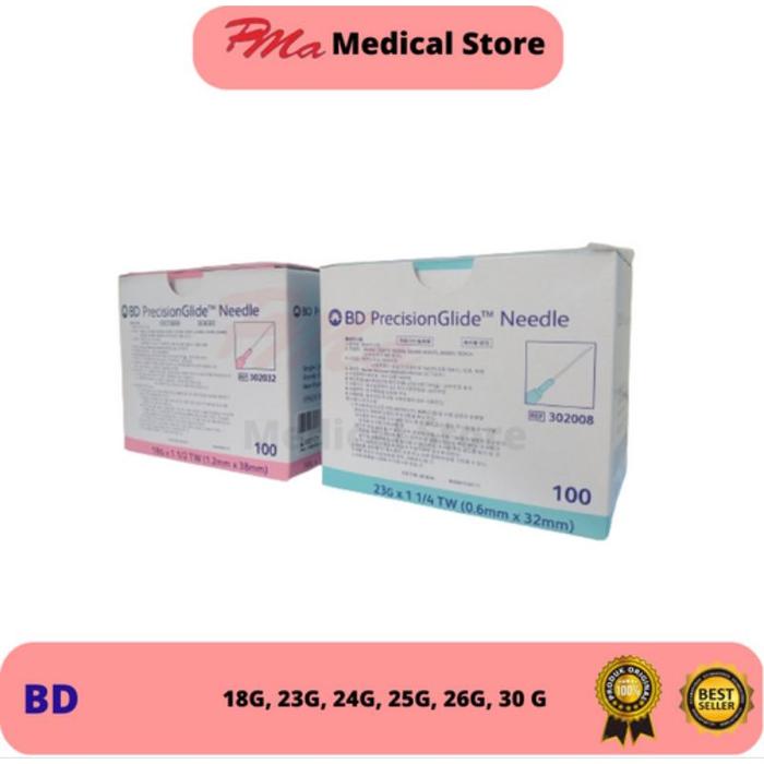 Needle BD PrecisionGlide Needle 18G, 23G, 24G, 25G, 26G, 30G, Jarum Suntik BD